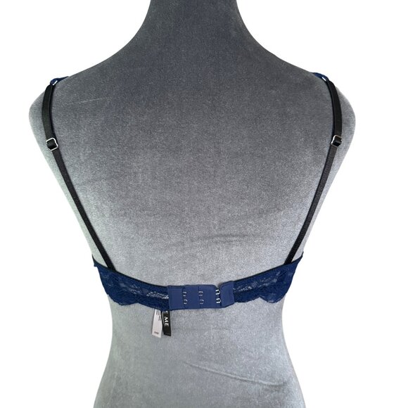 Adore Me Navy Blue Lace Push-Up Bra With Adjustable Straps & Hook Closure Size 3 - Picture 4 of 6